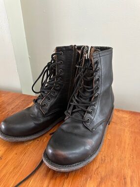 Freebird by Steven Black Lace-Up Combat Moto Boots